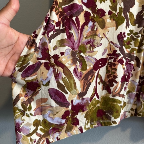 LOGO Floral Button Up Shirt V Neck Stretch Soft Comfort Casual S - Picture 5 of 8